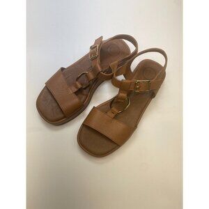 Paul Green Womens Taos Platform Brown Leather Super Soft Sandal Sz 6